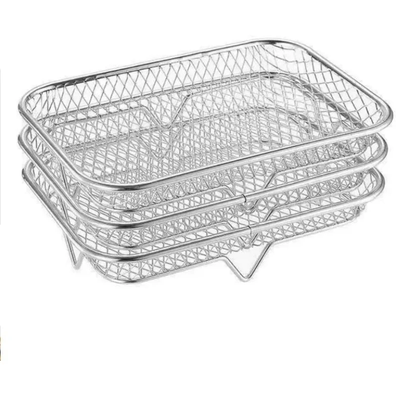 7.68inch Rectangle Air Fryer Rack, 3Pcs Stackable Air Fryer Basket Set | Stackable, Stainless Steel, Deep Dehydrator Racks, Oven