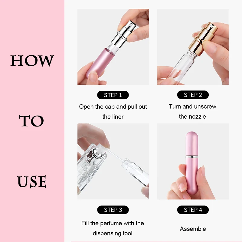 5ml Portable Mini Refillable Perfume Bottle With Spray Pump Funnel Empty Cosmetic Containers Atomizer Bottle For Travel Tool