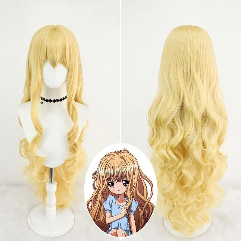 Anime Rima Mashiro Cosplay Wig Golden Long Curly Hair with Rose Net Heat Resistant Synthetic Fiber Wig Halloween Party Cosplay