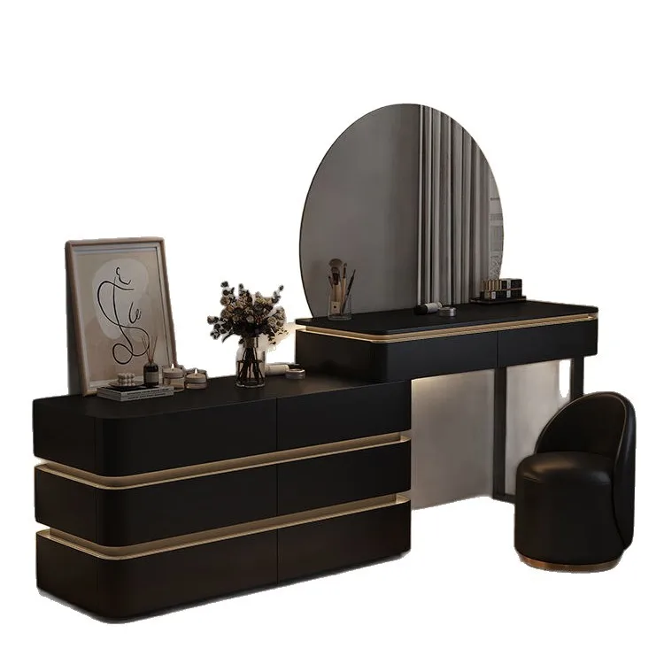 

# Light Luxury Modern Bedroom Designer High-grade Solid Wood Dresser Integrated Dressing Table Chest of Drawers