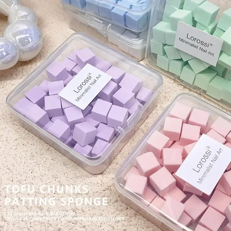 Mini éponge carrée pour ongles, 50 pièces, bouffante de poudre, outils de vernis Gel, maquillage, cosmétique, bloc tampon pour accessoires de manucure