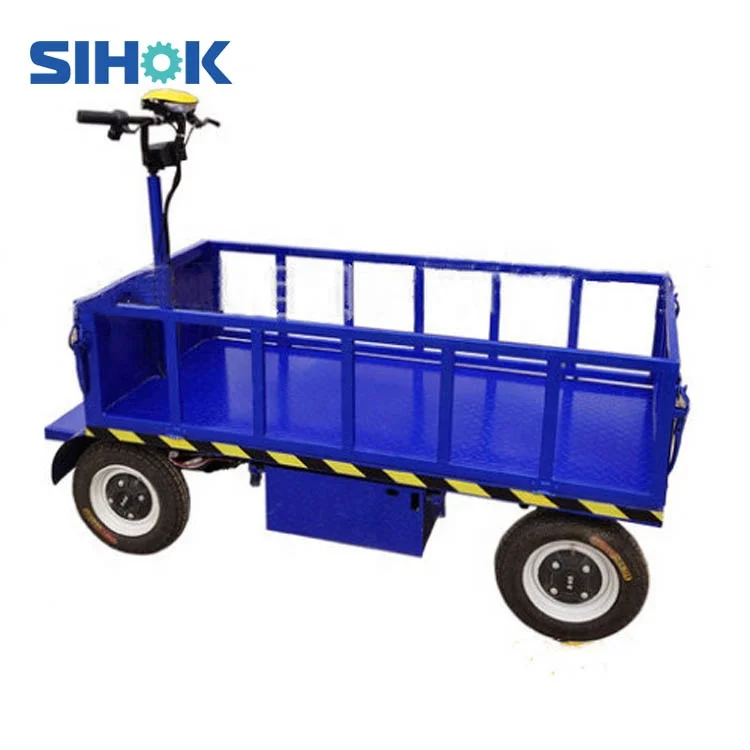 Warehouse Handling Tools 4 Wheels Flat Cart Heavy Duty Cargo Platform Trolley Battery Operated Electric Transport Cart