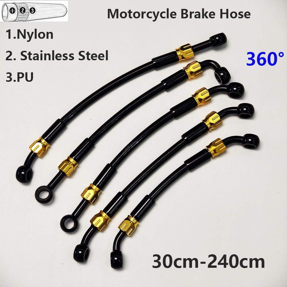 AN3 Black Braided Motorcycle Brake Hose Hydraulic Clutch Tube Master Cylinder Oil DOT Hose for Racing Motocross Dirt Pit Bike