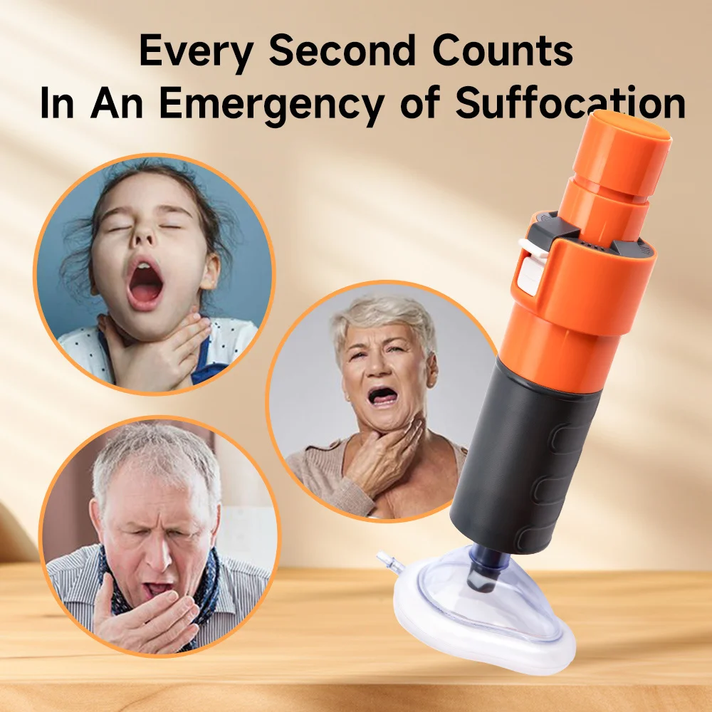 Portable First Aid Anti Choking Rescue Device Airway Clearance Home Emergency Airway Suction Kit with Heimlich Assist Function
