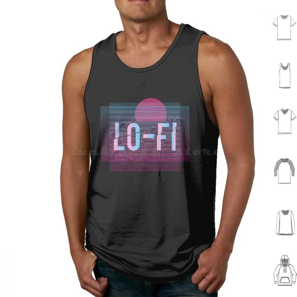 Lofi Hip Hop Line Art Tank Tops Vest Sleeveless Cassette Tape Cassettee Cassette Never Forget Retro Sunset Soundwave