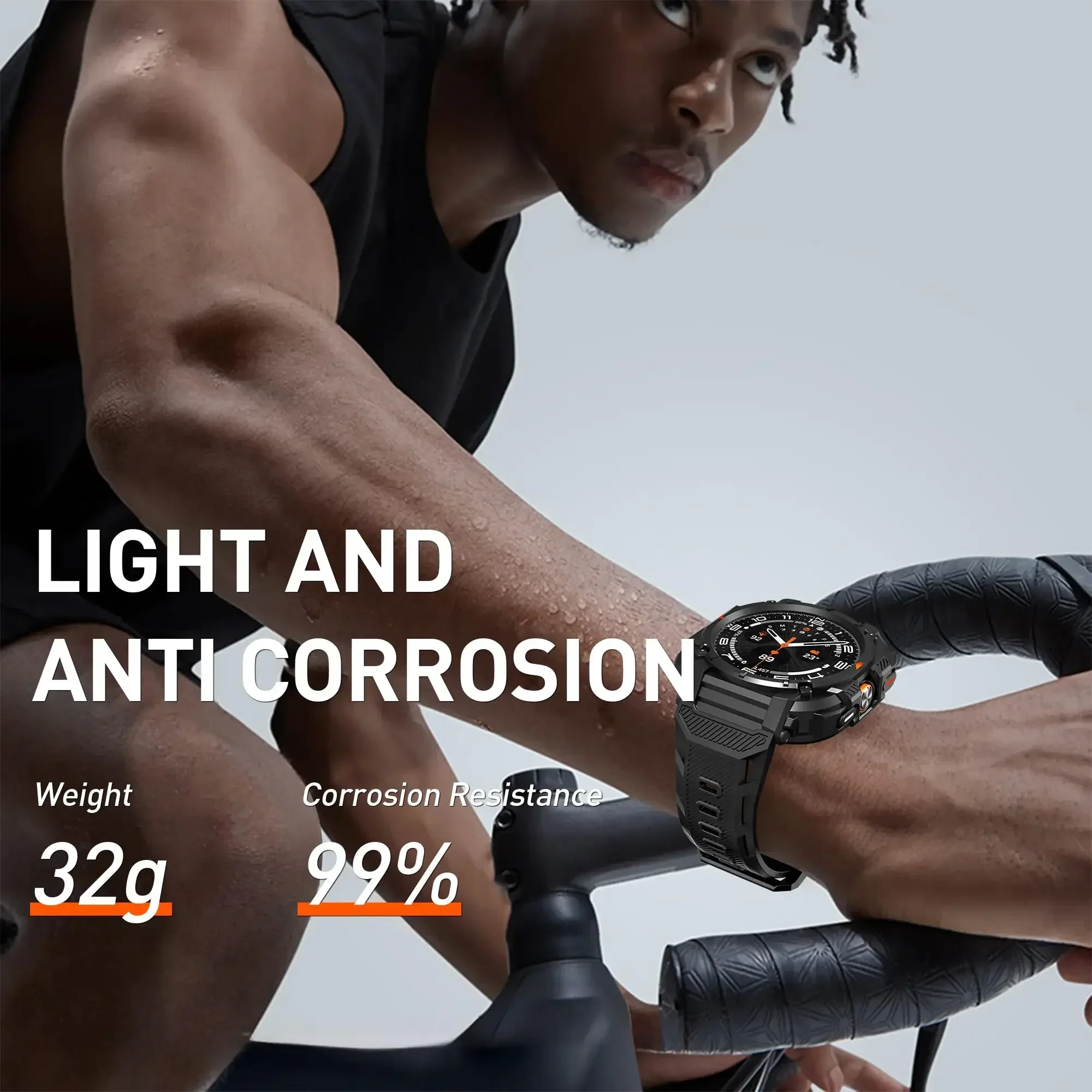 Casing Armor + Tali untuk Samsung Galaxy Watch7 Ultra 47Mm Tali Jam Tangan Silikon Gelang Aksesori Korea untuk Jam Tangan Galaxy Ultra