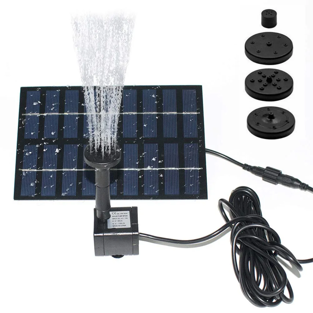 

1.8W Solar Pond Pump Outdoor Submersible Fountain Kit Four Spray Heads for Pond Pool Aquarium Garden Water Displays Oxygen