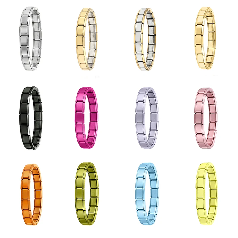 Y2k Men Women 18 Pieces Italian Charm Basic Chain Adaptation Fit 9mm Stainless Steel Modular Bracelet Wholesale Jewelry