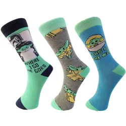 Disney Star Wars Kawaii Yoda Mid-tube Socks Personality Cartoon Yoda Master Men Socks Sports Socks