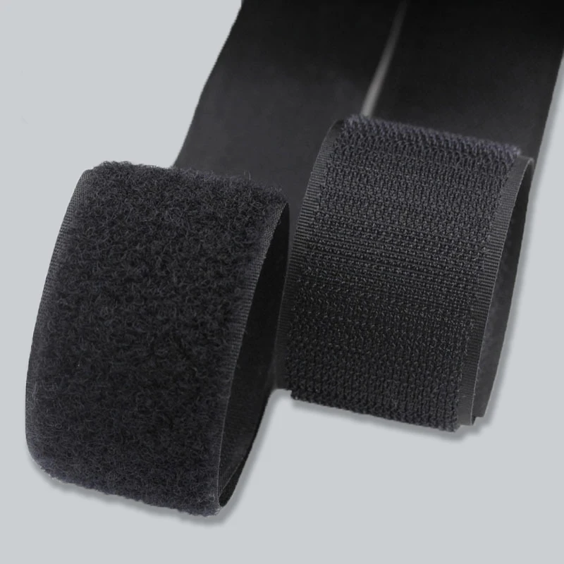 Black Sew on Hook and Loop Tape Non-Adhesive Fastener Strips Nylon Fabric Loop Tape for DIY Clothes Shoes Interlocking Tape 3M