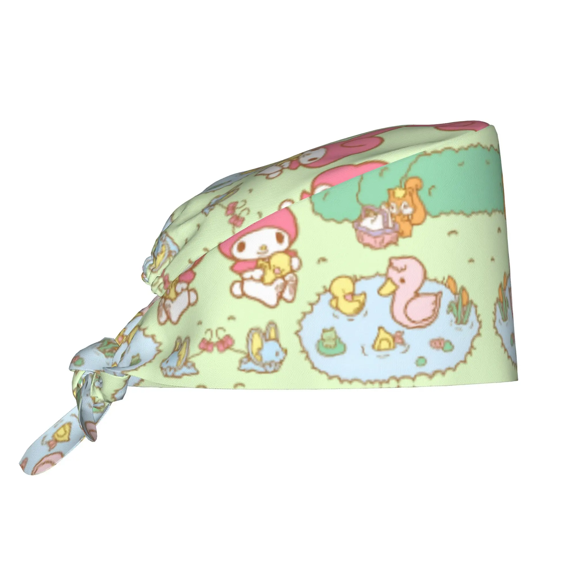 

Custom M-Melodies Breathable Scrub Hat Surgical Scrub Caps Unisex Nurse Medical Cap Rabbit Anime Work Hat for Hospital Pharmacy