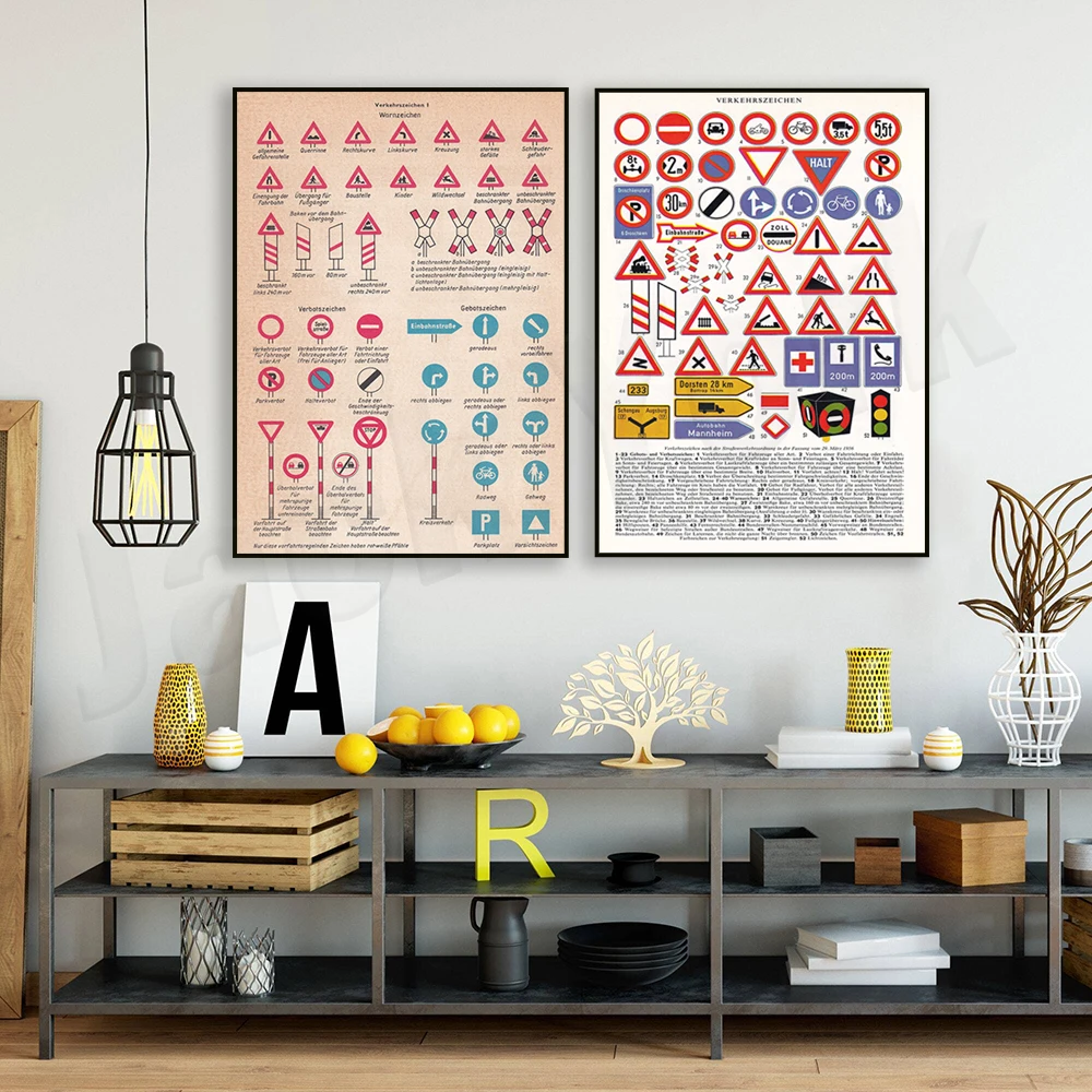 1962 traffic sign, encyclopedia page from 60 years, road sign, original image of old dictionary, traffic poster from 65 years ag