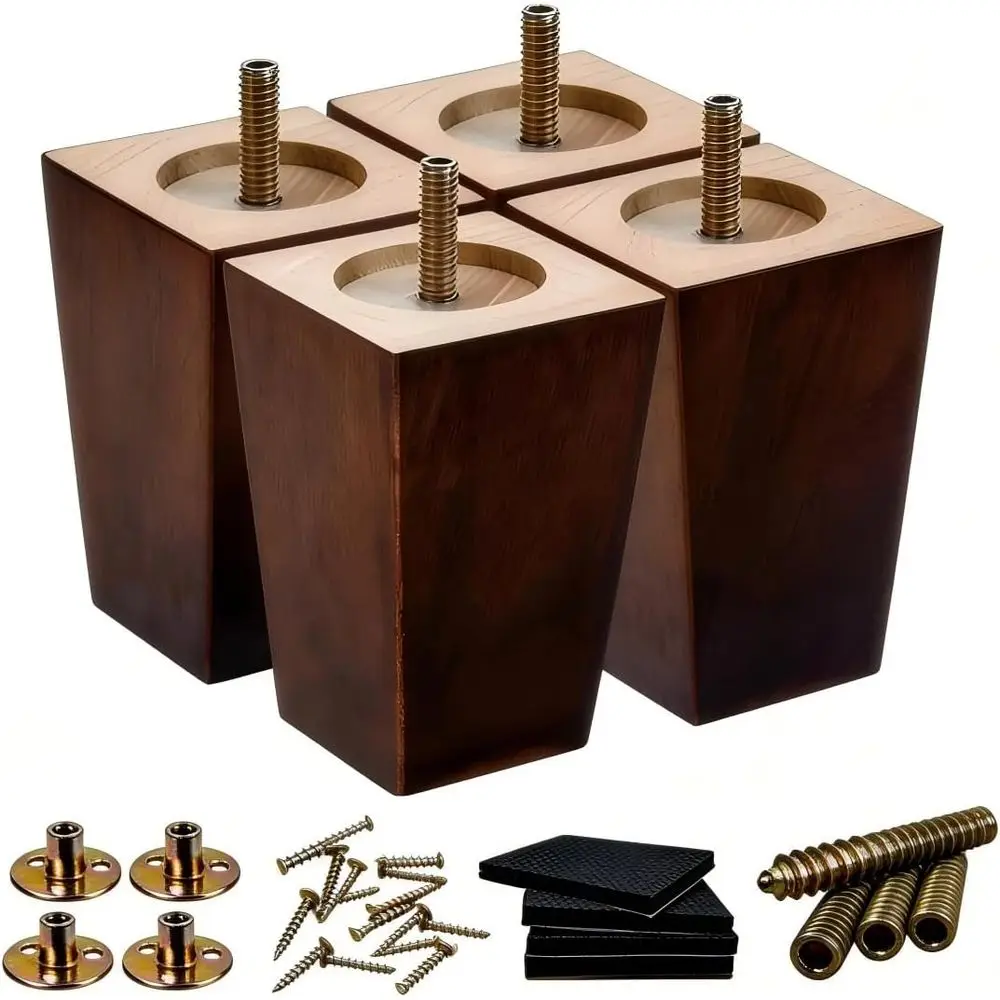 

Комплект из 4 квадратных коричневых ножек для дивана, 5 дюймов - Сменные мебельные ножки для дивана, кресла, тумбы, кресла-реклайнера, журнального столика