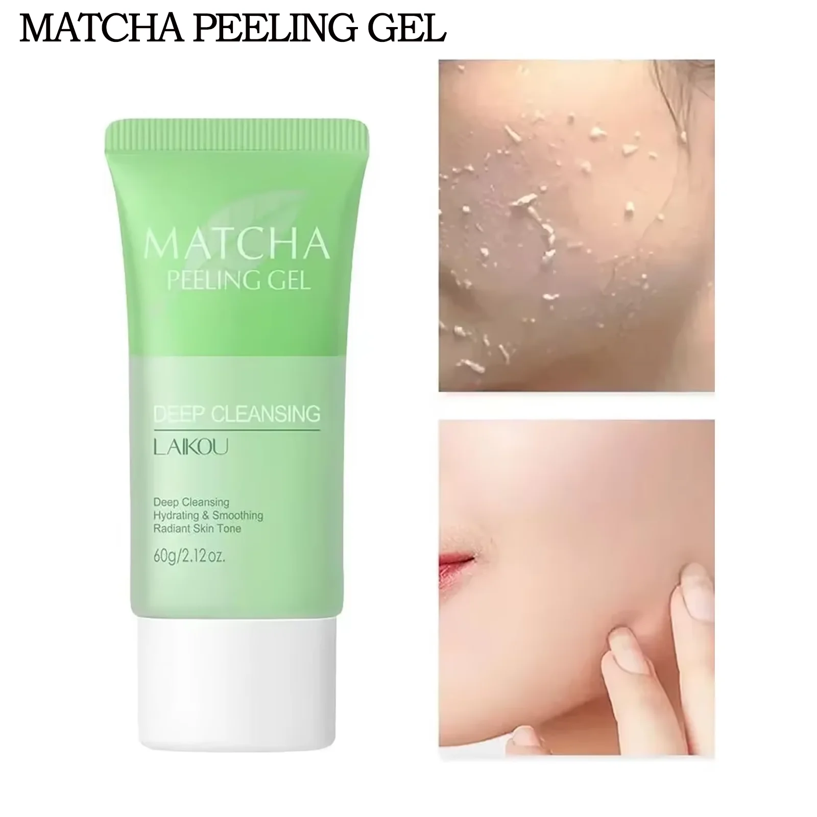LAIKOU Matcha Exfoliating Peeling Gel 60g Facial Scrub Deep Cleansing Moisturizing Nourishing Repair Skin Care Cream