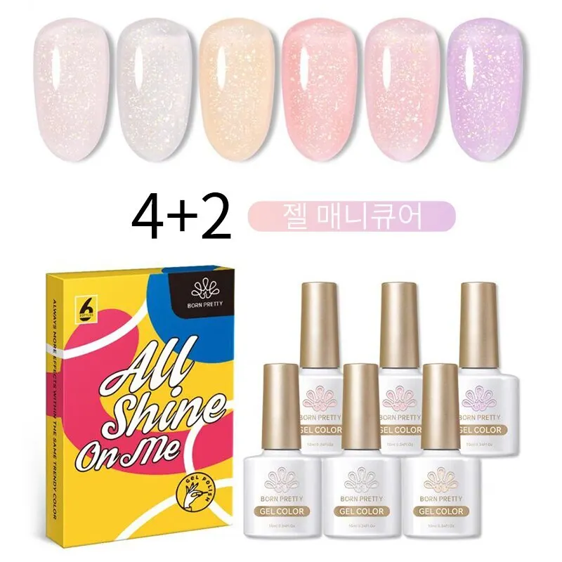 Sinh Ra Khá 6Pcs Thạch Gel Nail Polish Set 10Ml Biển Thủy Tinh Loạt Gel Varnish Pha Lê Sheer Trong Suốt Gel Nail Art Varnish