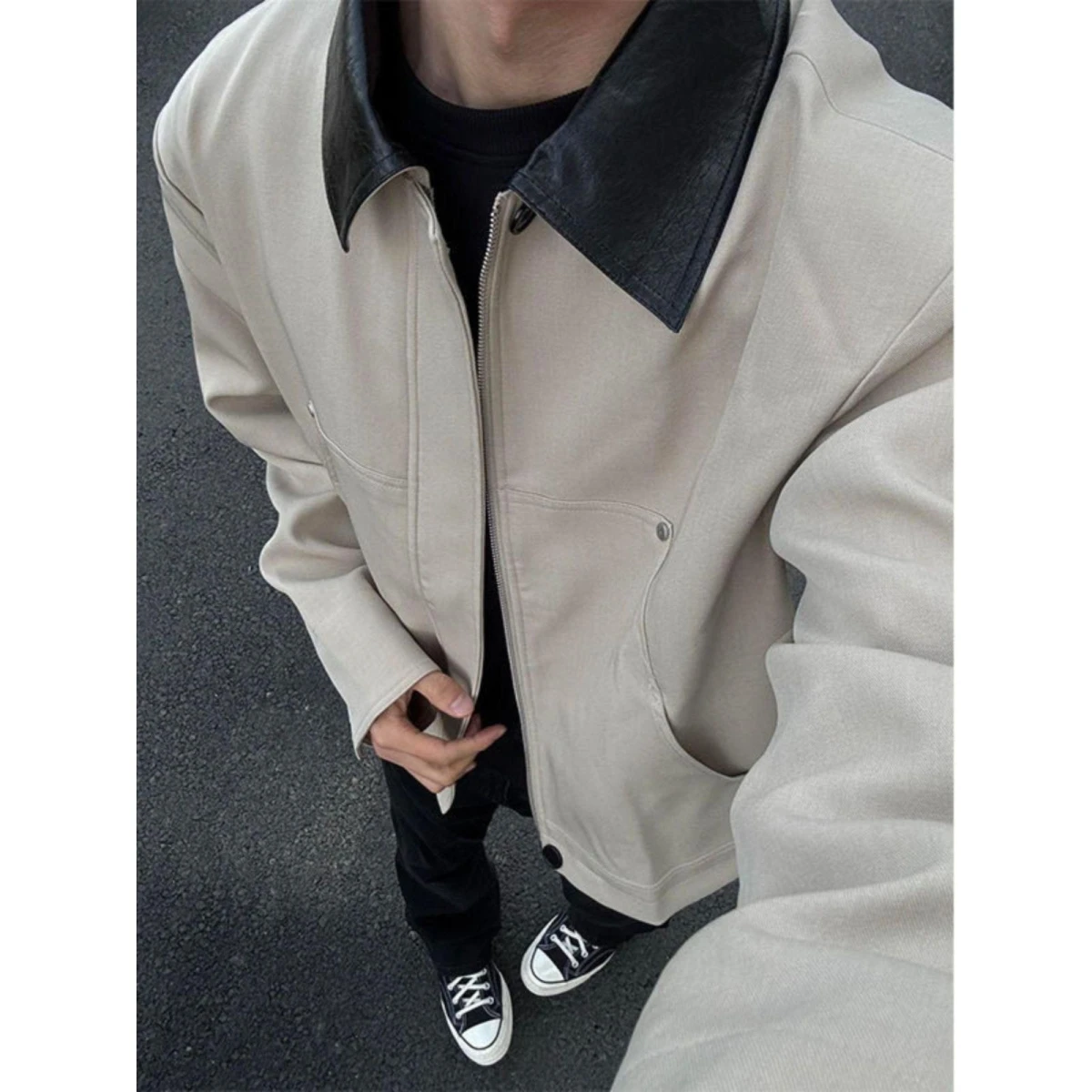 

Мужская осенняя куртка Harrington в стиле колор-блок, корейский стиль, высококачественная верхняя одежда, модный тренд