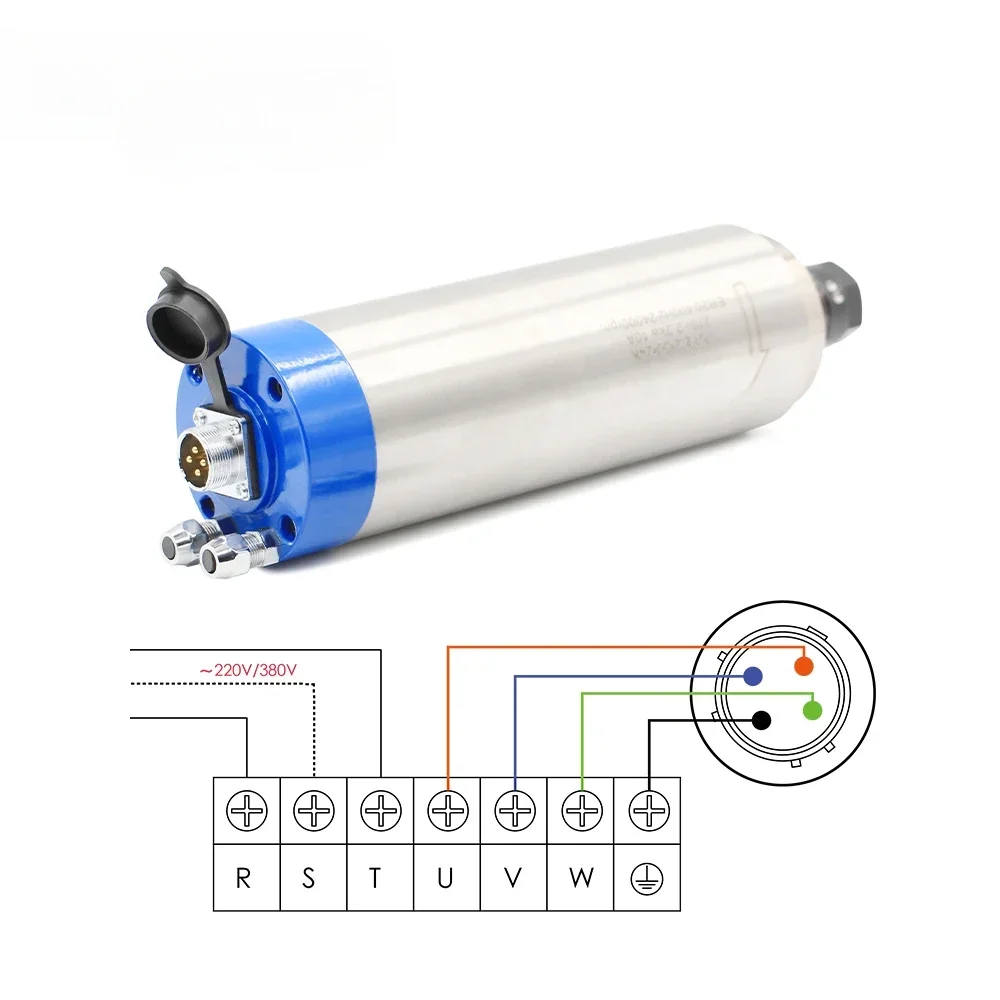 Bullet hoofd watergekoelde spindel lucht afgedicht stofdicht 2.2kw diameter 80mm steen metalen snijwerk elektromechanische spindel