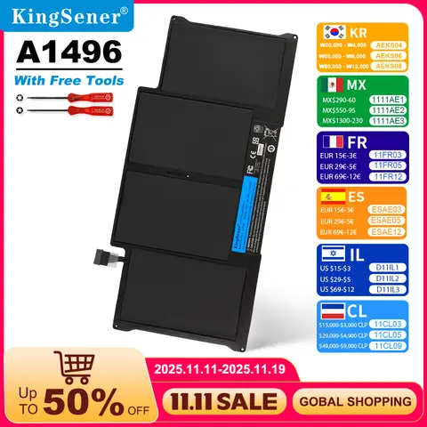 KingSener nueva batería de ordenador portátil A1496 para Apple MacBook Air 13 "A1466 2012/2013/2014/2015/2017 MD760LL/A MD761CH/A 7,6 V 7150mAh