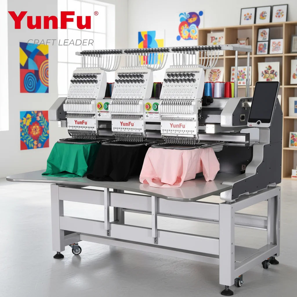 Professional Computerized 3 Heads Embroidery Machine for Printing Shops Polyester Thread Consumable