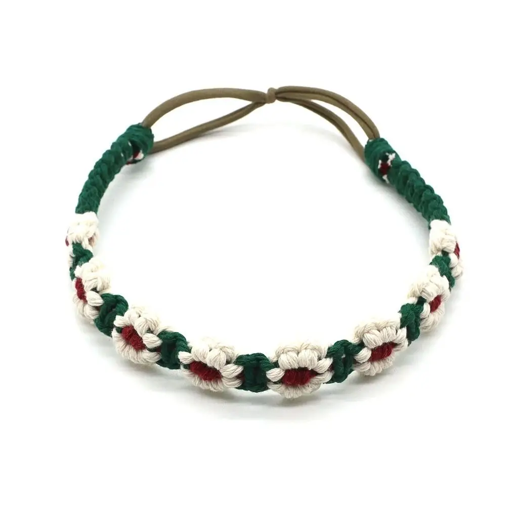 

Band Elastic Hair Band Turban Braided Rope Headwrap Flower Bohemian Headband Crochet Bandana Women Hair Scarf Macrame Hair Band