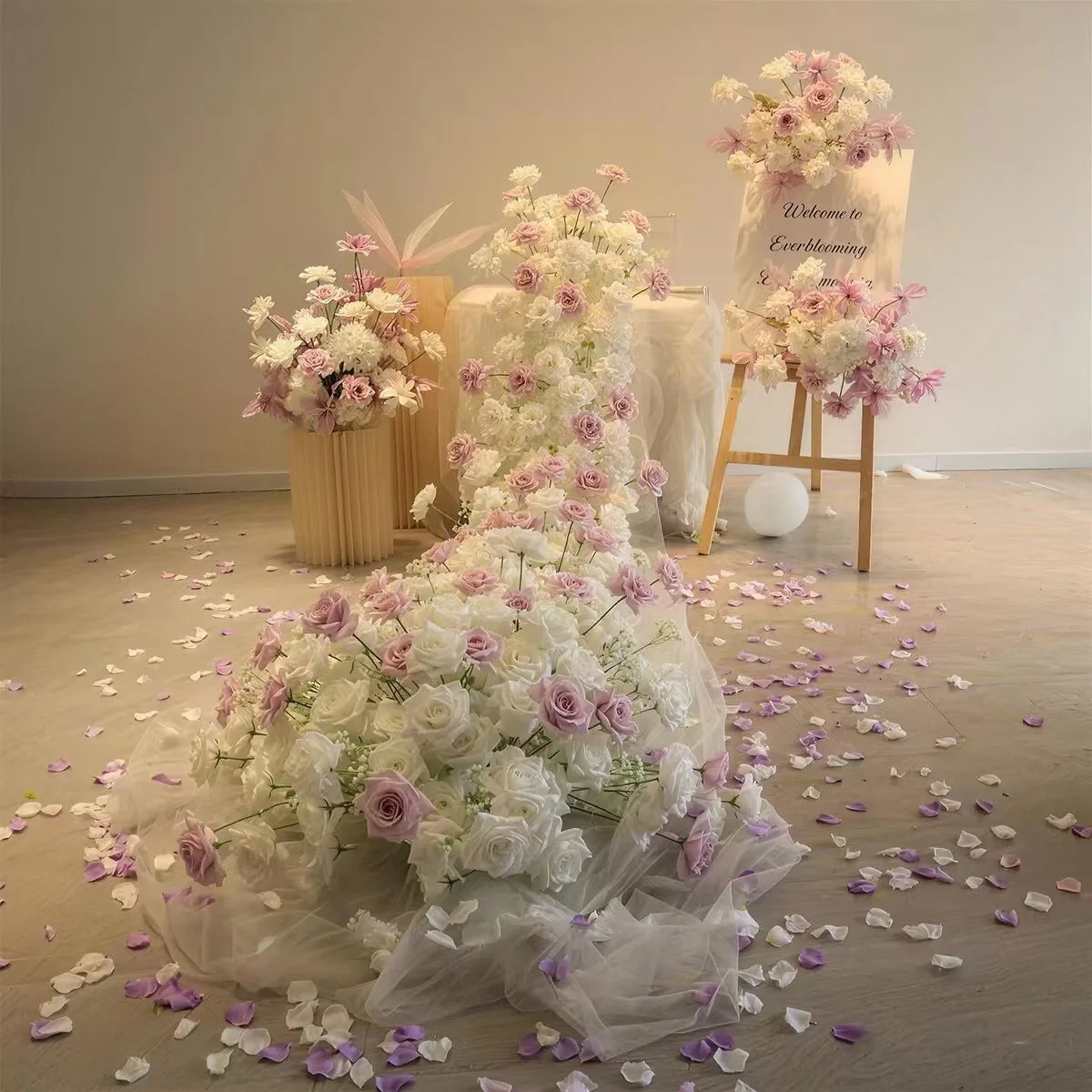 Wedding simulation flower waterfall hanging strip hotel stage engagement proposal table flower window birthday decoration flower