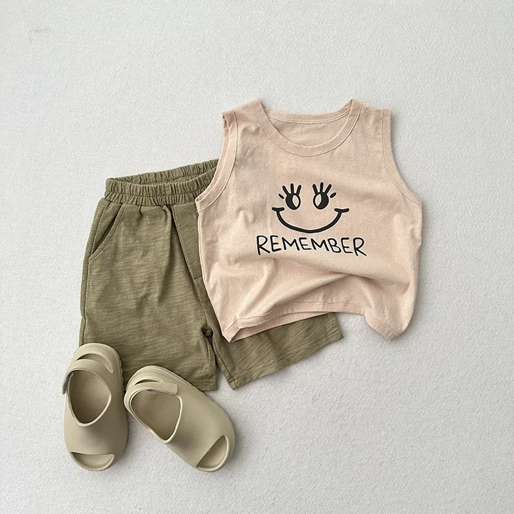 2023 sommer Neue Kinder Ärmellose T Shirts Niedlichen Cartoon Druck Jungen Lose Beiläufige Weste Baby Mädchen Dünne Baumwolle Tops Kinder Kleidung