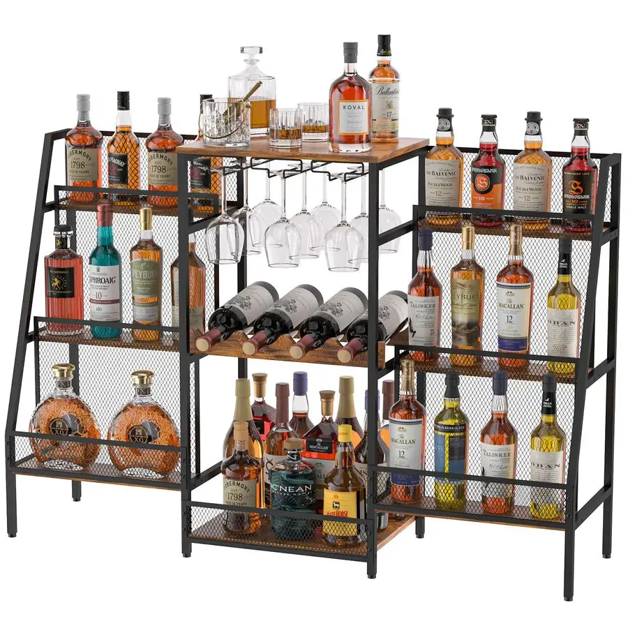 

Безопасная высота для детей, подставка для домашних животных, отдельно стоящая винная стойка с держателями для стекла, ограждения, большой барный шкаф для дома, подставка для алкоголя для