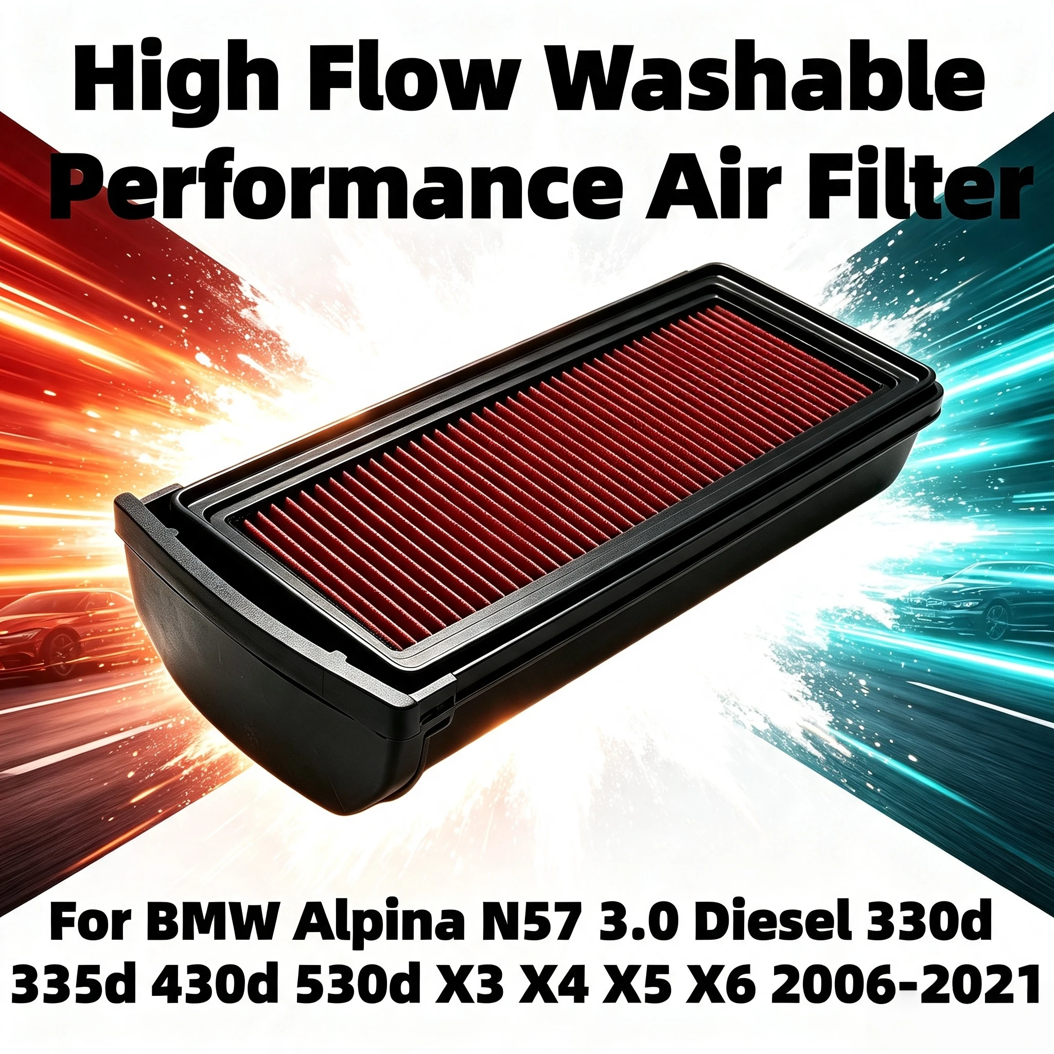 High Flow Washable Performance Air Filter For BMW Alpina N57 3.0 Diesel 330d 335d 430d 530d X3 X4 X5 X6 2006-2021 13718518111