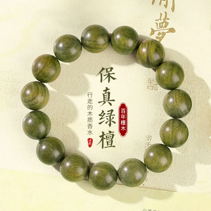 

2026 Creamy Scented Green Sandalwood Bracelet For Men Natural Sandalwood Agarwood Wenwan Bodhi Beads Bracelet Fashion Jewelry Gi