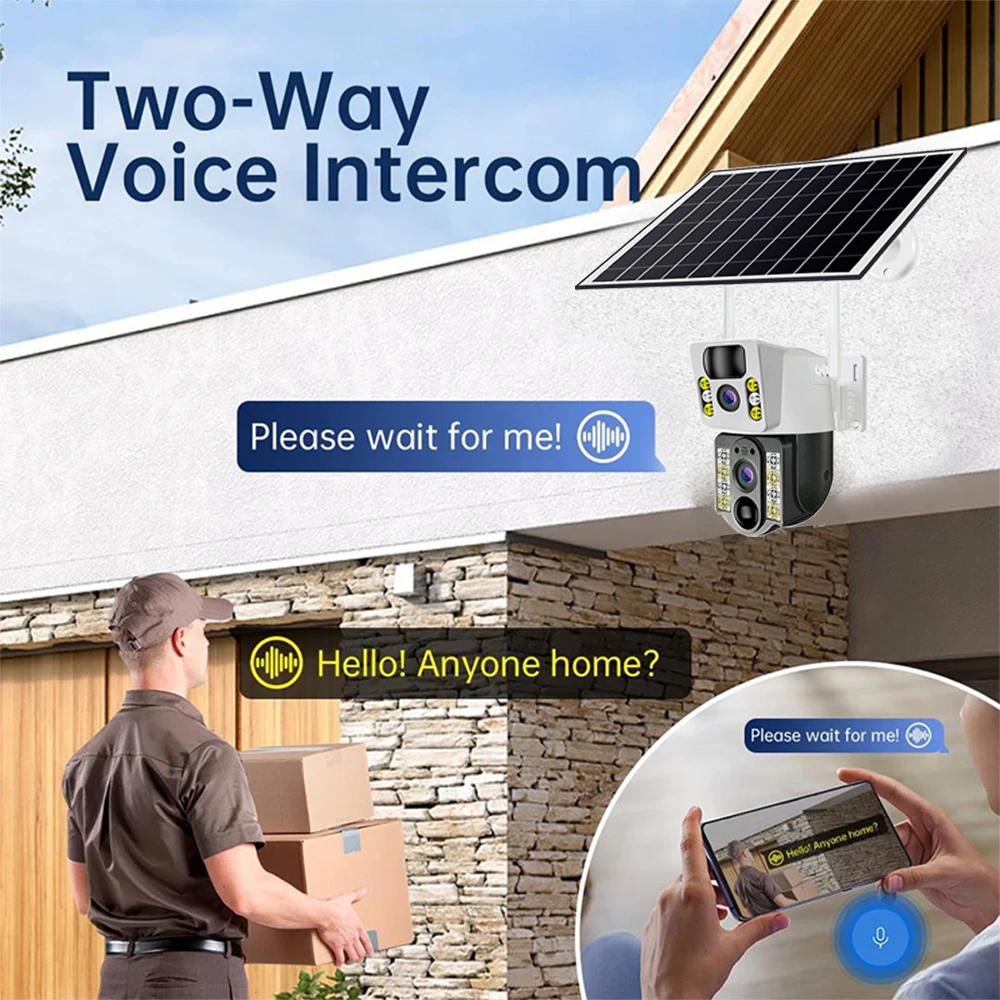 8PM Solar Camera 4K Dual lenses 4G Sim Wifi Outdoor Dual Lens PIR Human Detection IP66 Waterproof CCTV Video Surveillence