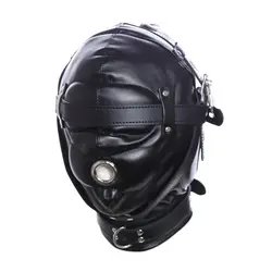 Pink Black SM Exotic toy Fetish Slave Mouth Hood Blindfold Head Mask Party Bdsm Bondage Sex toys Gothic Halloween Cosplay mask