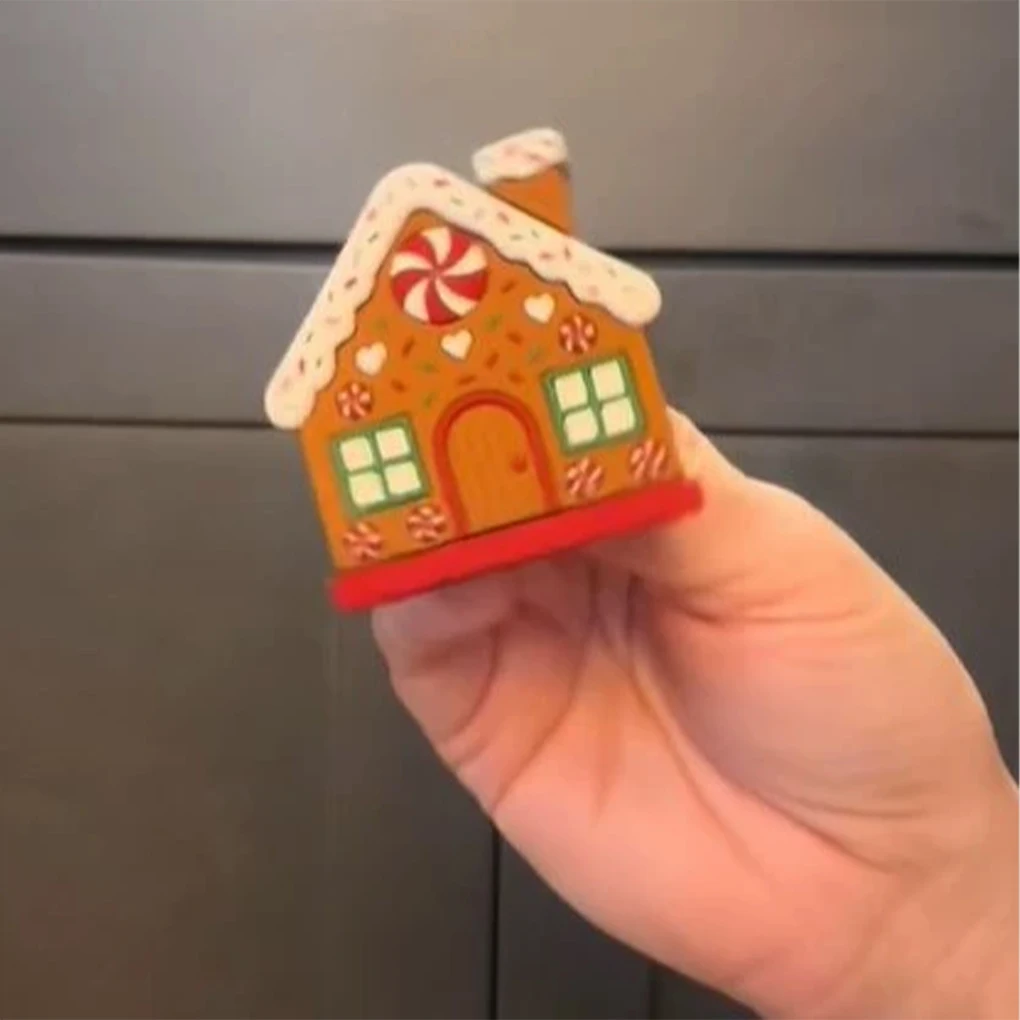 10x Christmas Button Covers Gingerbread House Shape Christmas Ensemble Enhancements Gingerbread Silicone Easy to Install