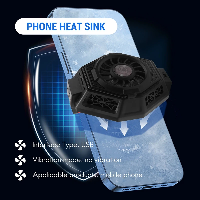 F3 Ice Armor Black Cooling Cooling Cooling Radiator For Flat Android/Apple Phone Holds Phone:Width 75-95Mm (5-7.5 Inch)