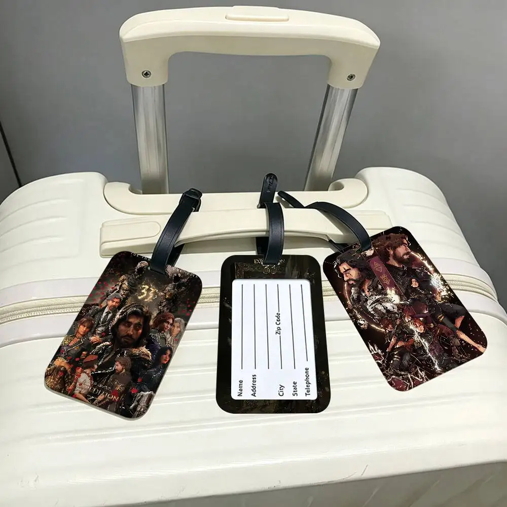 C-Clair Obscur Expedition 33 Universal PVC Luggage Tag Anti lost With Information Card Suitcase Backpack Identification Label
