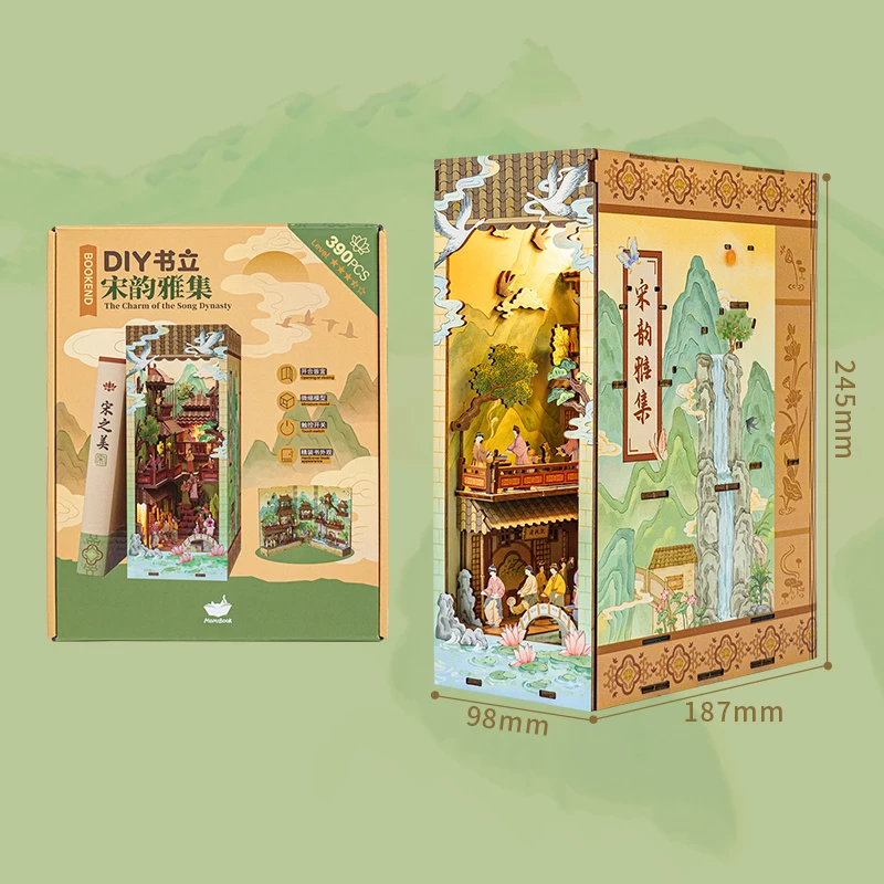 DIY-Buchecke, Regaleinsatz-Sets, der Charme der Song-Dynastie, Buchstütze, Holz-Miniaturmodellbausatz, Bücherregal für Freunde, Geschenke