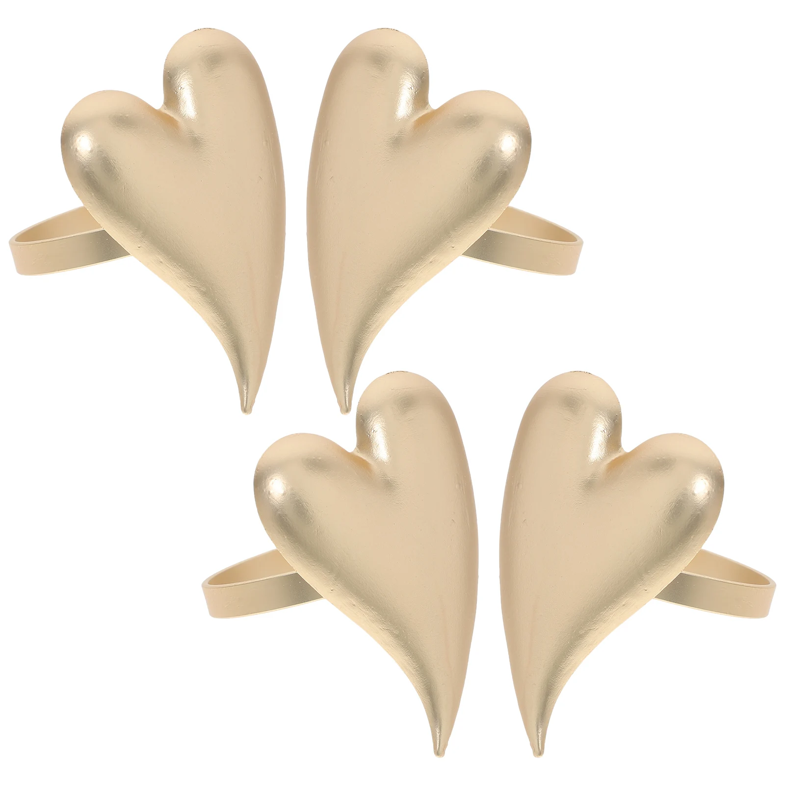 

4Pcs Heart Shape Napkin Rings Gold Metal Dining Table Napkin Holder Valentines Wedding Birthday Party Banquet Napkins Rings