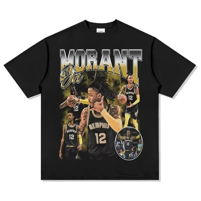 Nueva llegada Ja Morant 12 camiseta de Memphis camiseta de manga corta para fanáticos del baloncesto nueva edición camisetas de algodón de moda de verano para hombres y niños