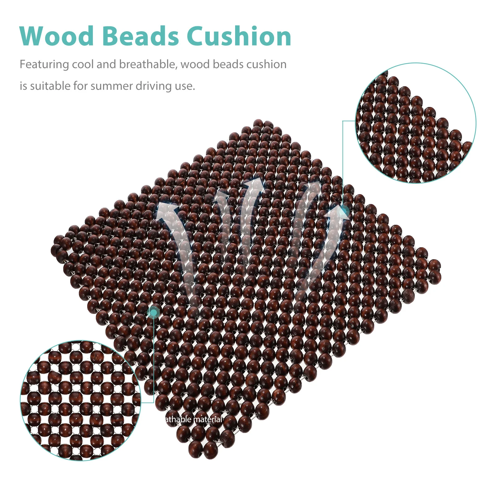 

1Pcs Car Seat Cushion Wood Beads Breathable Summer Cool Cushion Natural Wooden Square Pad Comfortable Driving Seat Cover