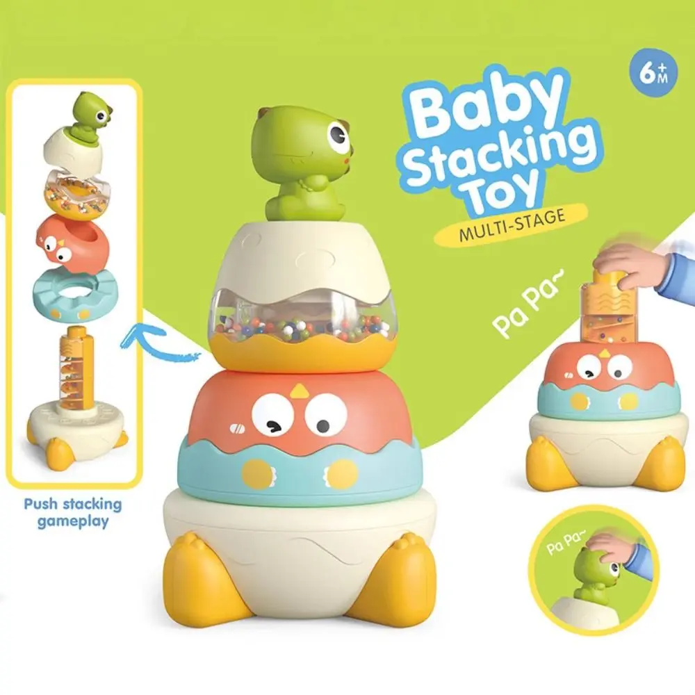 Beentje Dinosaurus Regenboog Stapelrammelaar Montessori Stapelringen Ontwikkelingsstapelbaar Vroeg onderwijs