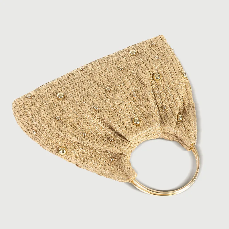 ถุงฟางสําหรับเดินทางผู้หญิงฟาง Totes กระเป๋าทอฤดูร้อนกระเป๋าสะพายแฮนด์เมดกระเป๋าถือ