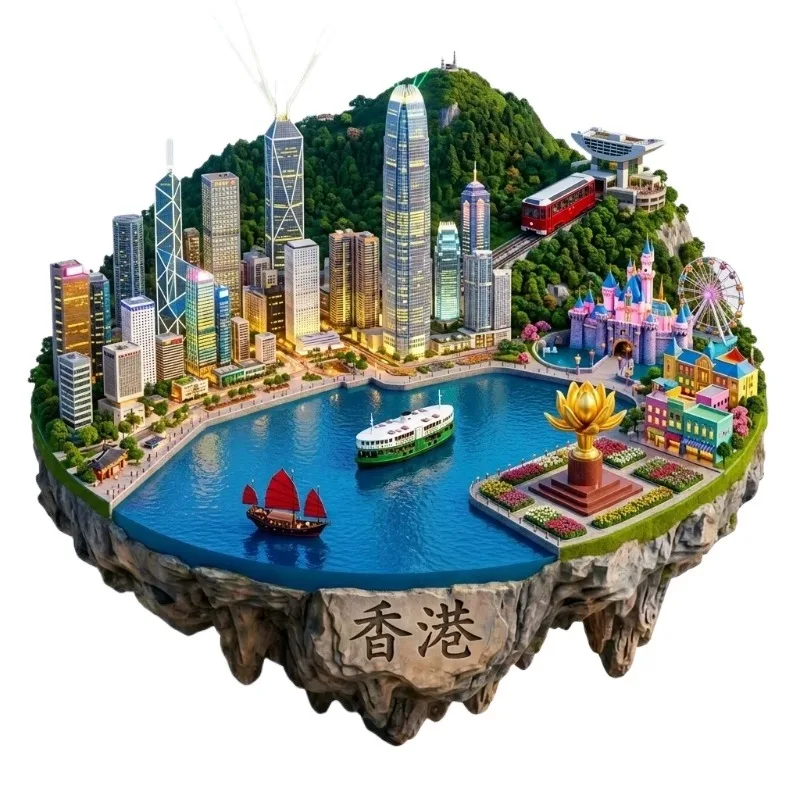 China Hong Kong Fridge Magnets Metal Material Hangzhou Souvenirs Suzhou Guangxi Chongqing Dunhuang Guangzhou Fridge Stickers