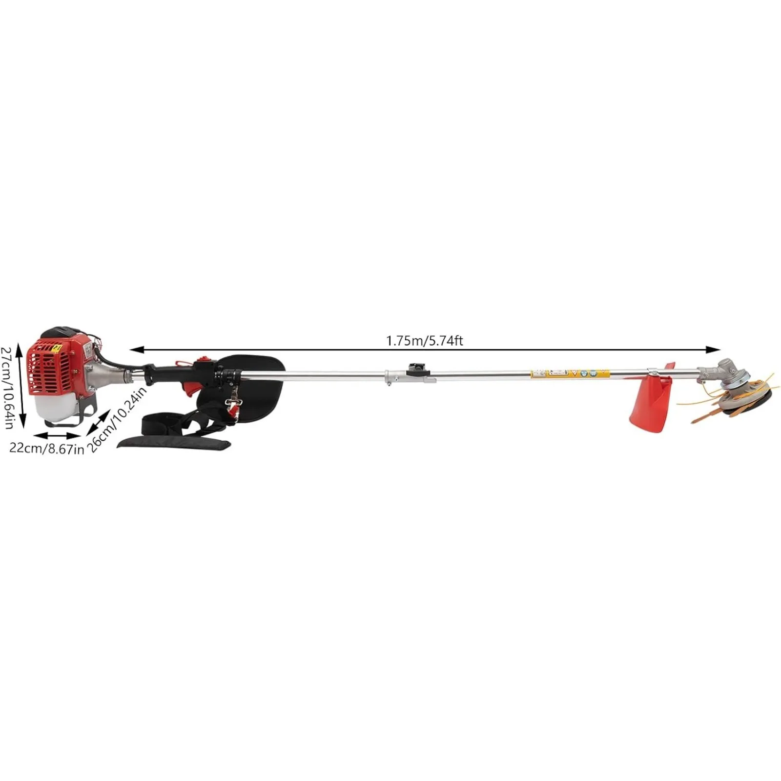 26cc 2-Stroke Gas Weed Trimmer, Air-Cooled Cordless Lawn Edger Gas String Trimmer with Handle & Shoulder for Lawn & Edging