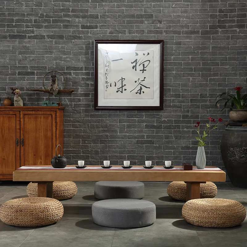 Japanese Style Meditation Cushion Tatami Rattan Round Yoga Cushion Thicken Futon Natural Straw Woven Tea Room Cushion Home Decor