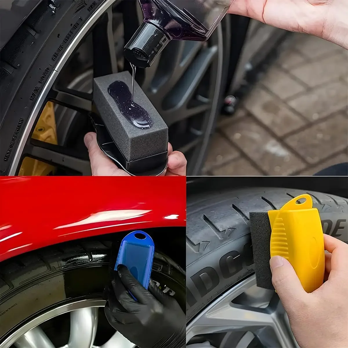 Auto Cleaning Sponge Brush Set for Car Wheel Tire Wash Wipe Water Suction Sponge Pad Wax Polishing Tyre Brushes Tools
