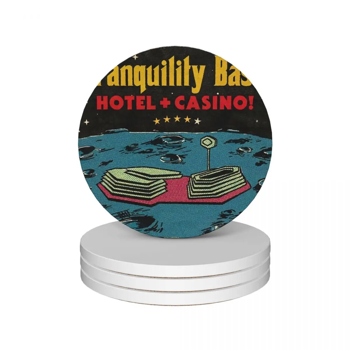 Tranquility Base Ceramic Coasters (Set of 4) for drinks aesthetic original pot black Coasters