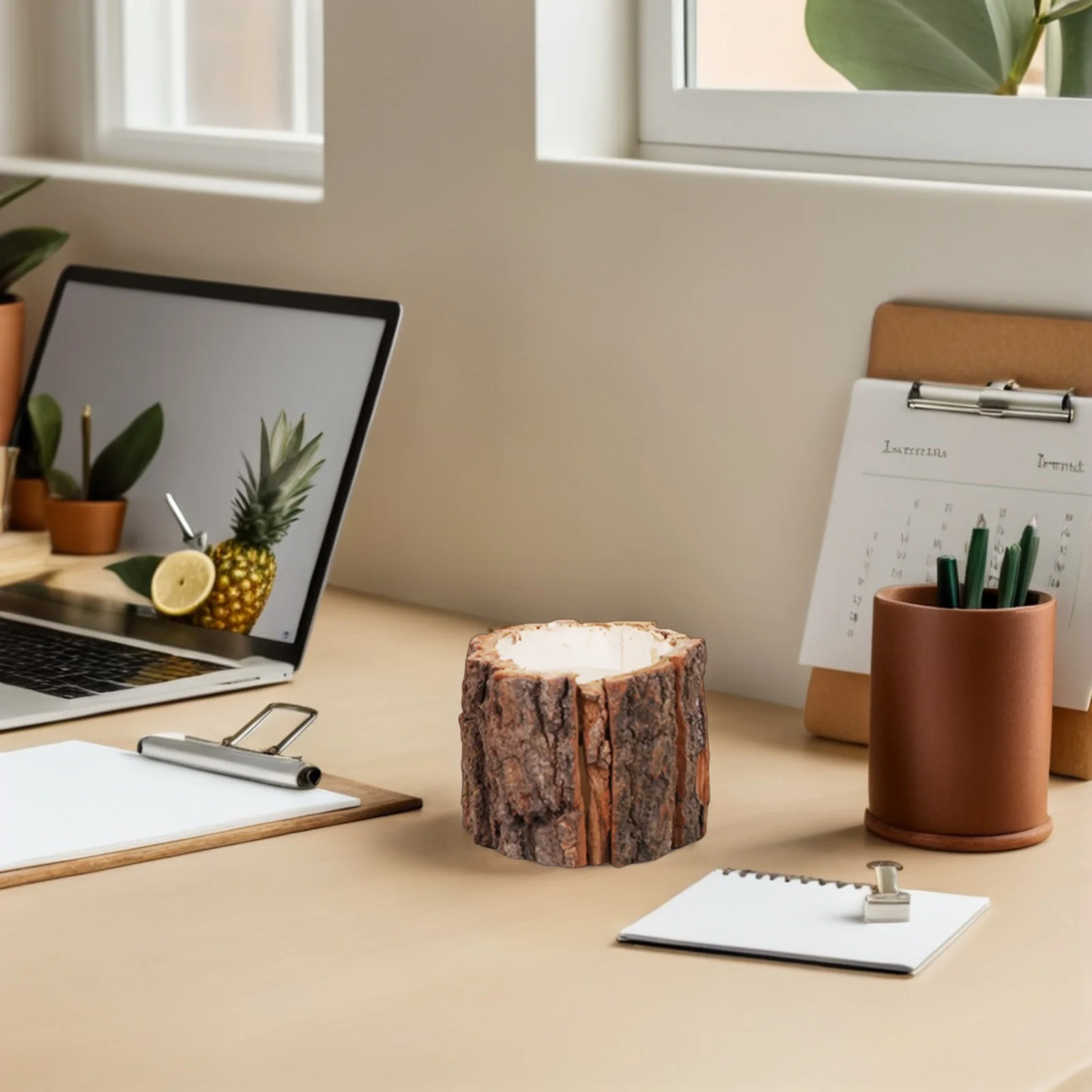 5Pcs Tree Bark Design Pencil Holder Creative Desktop Organizer for Pens Stationery Storage Wood Desk Cup Wooden Pen Holder