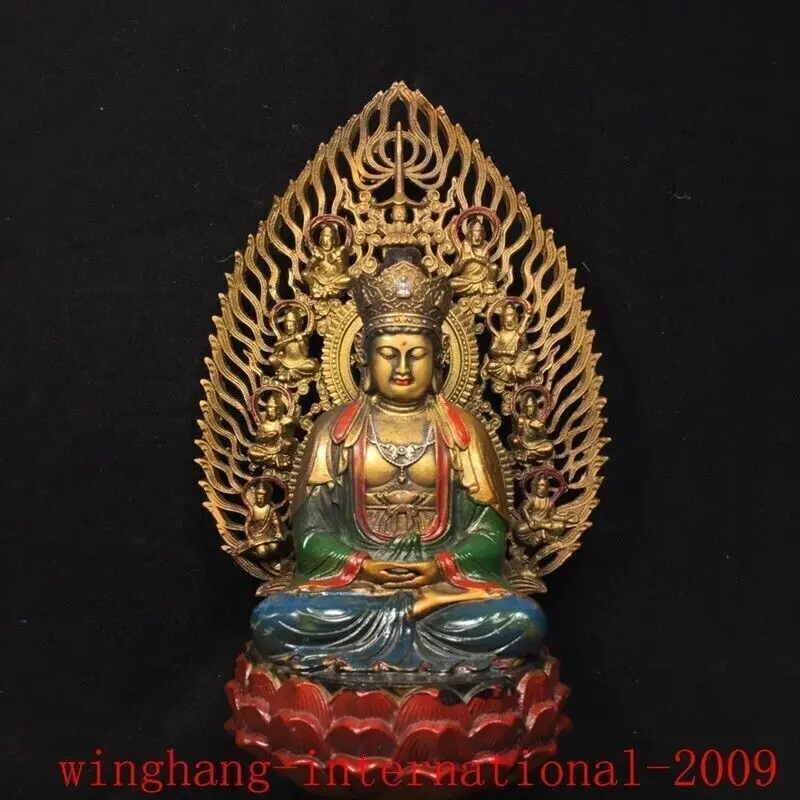 China Buddhism temple bronze gilt painted freedom Kwan-Yin GuanYin Buddha statue