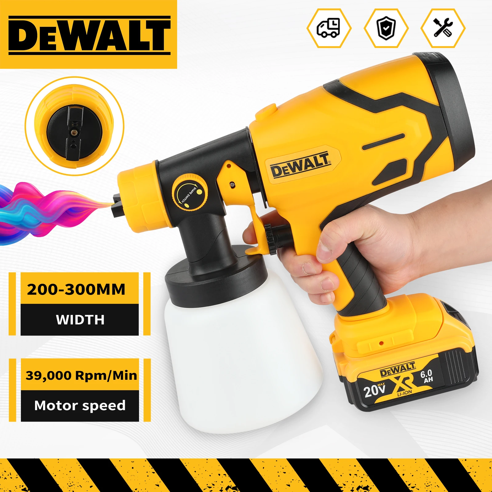 dewalt-d227-20v-brushless-paint-spray-gun-1000ml-tank-all-copper-nozzles-3-spray-modes-indoor-outdoor-renovation-painting-tools