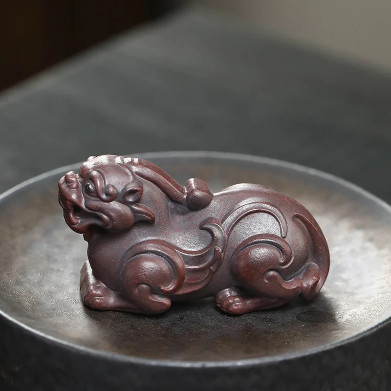 Purple Sand Tea Pet Unicorn Ornaments Handmade Auspicious Beasts Attract Wealth Pixiu Tea Set Accessories Can Be Raised