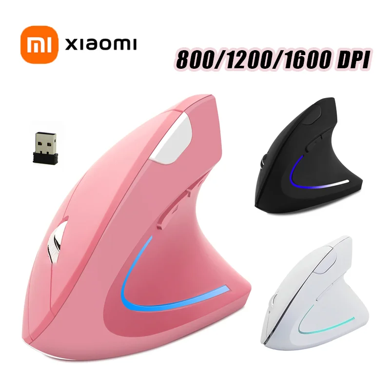 Xiaomi Pink Wireless Vertical Mouse Lightweight LED 800/1200/1600 DPI Adjustable Ergonomic Mice Wrist protection Computer Laptop